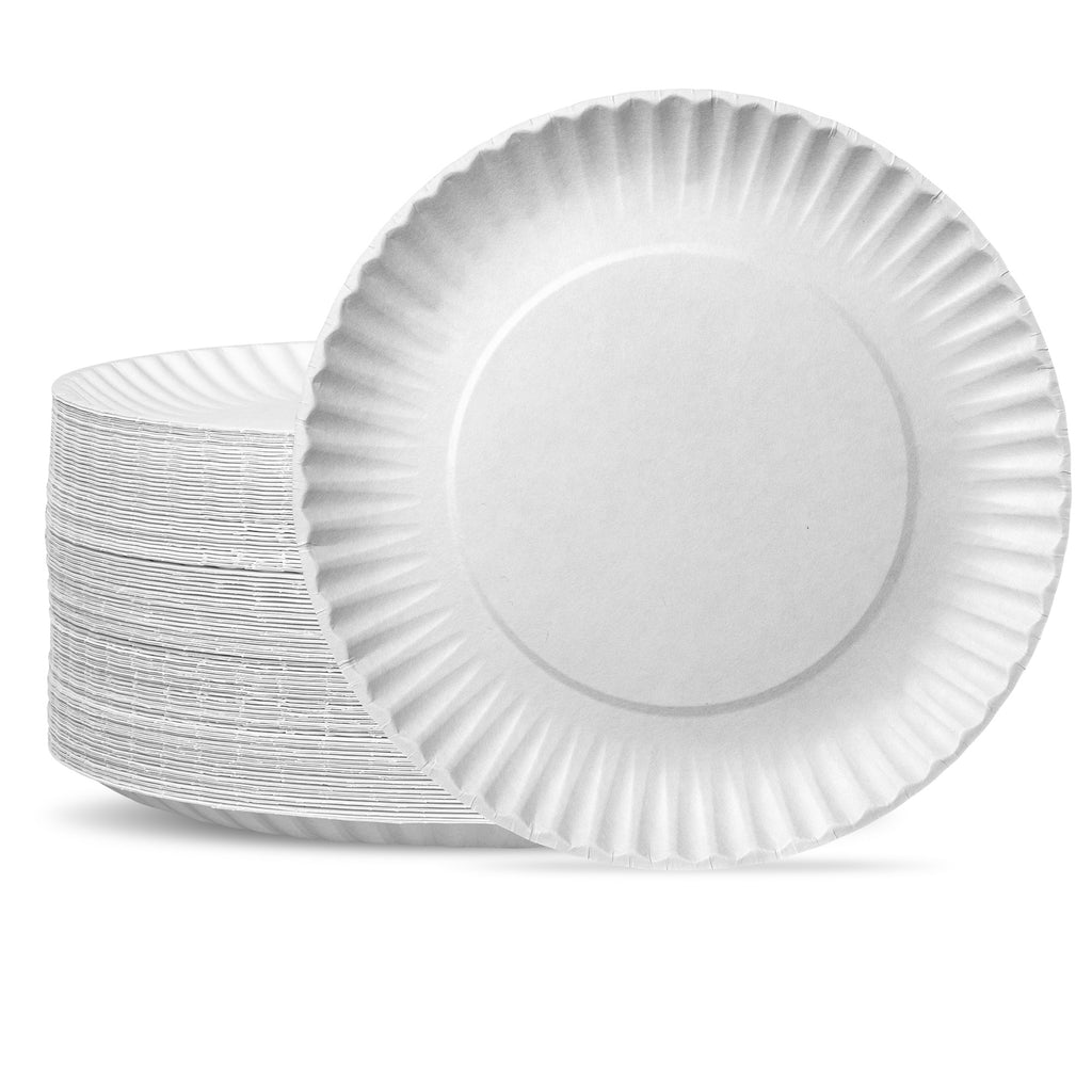 Comfy Package Disposable Kraft Uncoated Paper Plates, 9 inch Large- Unbleached