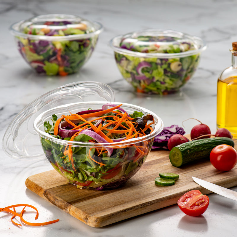 48oz Clear Disposable Salad Bowls with Lids (25 Pack) - Clear Plastic  Disposable Salad Containers for Lunch To-Go, Salads, Fruits, Airtight, Leak