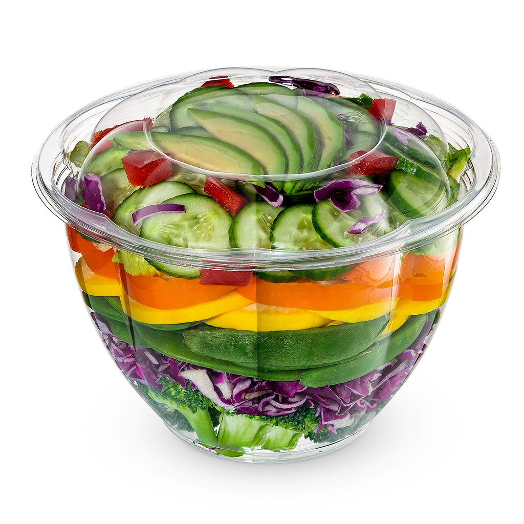 [150 PACK] 24oz Clear Disposable Salad Bowls with Lids - Clear Plastic  Disposable Salad Containers for Lunch To-Go, Salads, Fruits, Airtight, Leak