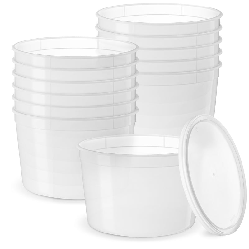Decony Deli Food Storage Containers with Lids Temper Evident Leak-Proof  Ultra Clear Square Space Saver and Stackable Shape Microwavable and  Freezable and Dishwasher Safe, 64 oz., Set of 10 – Decony