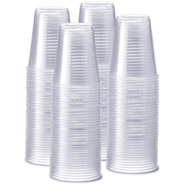 Comfy Package Clear Plastic Cups 16 Oz Disposable Coffee Cups with Lids,  100-Pack