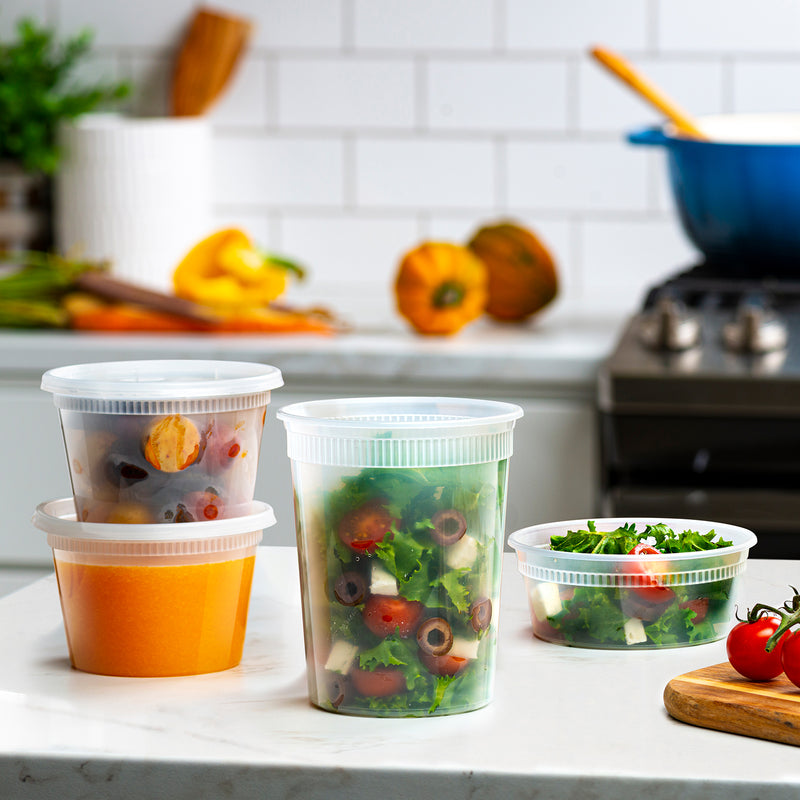 TashiBox [8 oz,16oz,32oz,48Sets,16Sets each size Plastic food storage  containers with lids airtight,BPA Free,Microwave/Dishwasher/Freezer Safe