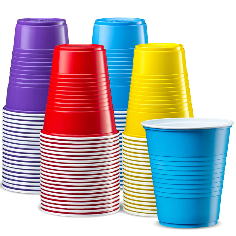 Comfy Package 9 Oz Plastic Cups Disposable Drinking Party Cups, Red 50-Pack  