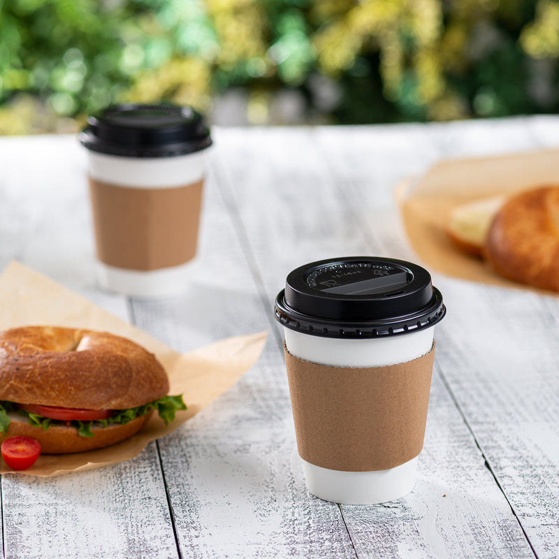 Disposable Coffee Cups - 12oz Insulated Paper Hot Cups